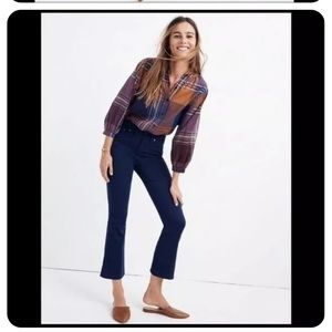 Madewell High Rise Cali Demi Boot Navy Blue Sateen 30